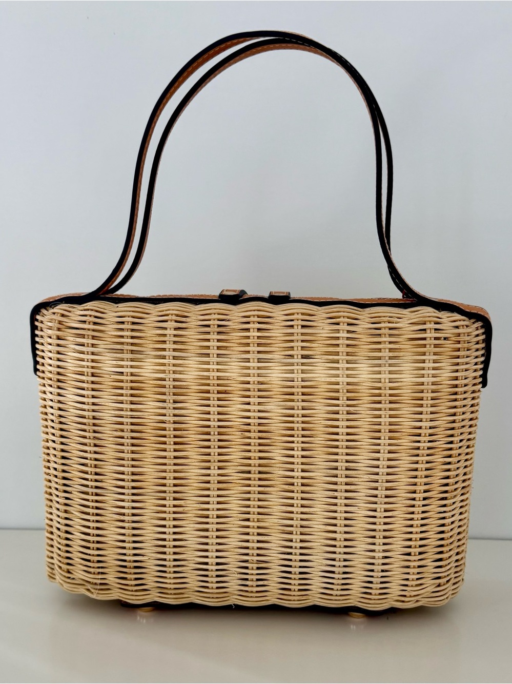Frances Valentine Holland Satchel Natural Wicker Vachetta Leather NWT - Picture 4 of 10